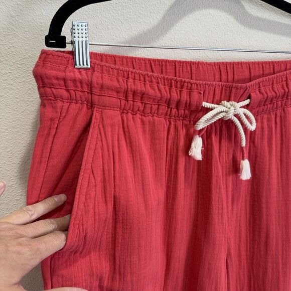Old Navy Pants Womens Large Pink Gauzy Cotton Wide Leg Beachy Resort Summer Crop - Picture 7 of 15